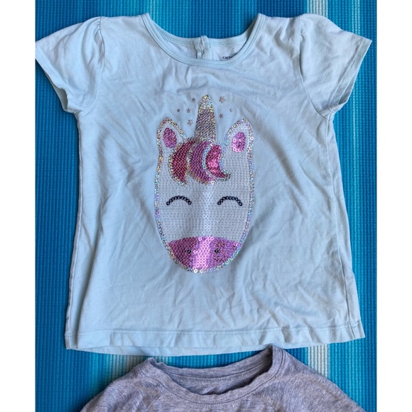 Girls Sparkle Unicorn Sequence Tshirt Top Bundle Set - Picture 2 of 15